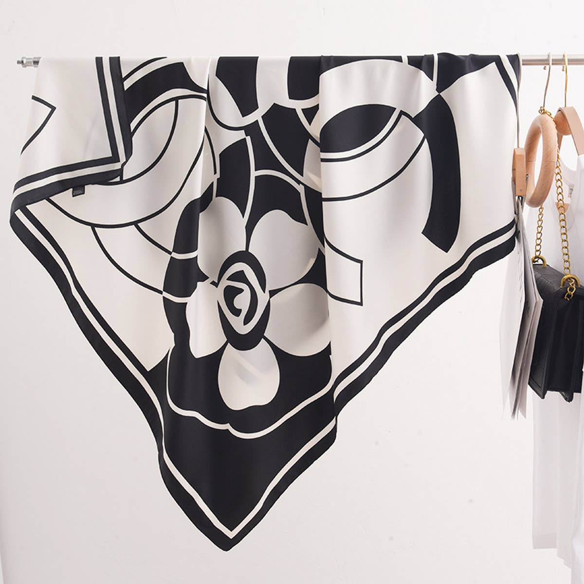 CWASC2410_VINTAGE LARGE FLOWER SILK SCARF ELEGANT SILK SCARF