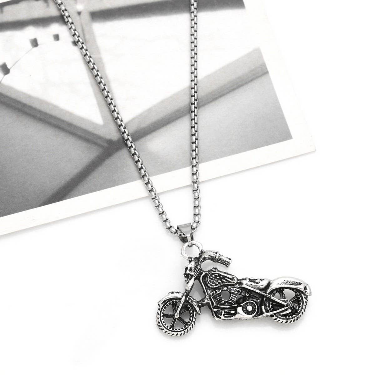 HIP HOP MOTORCYCLE PENDANT NECKLACE