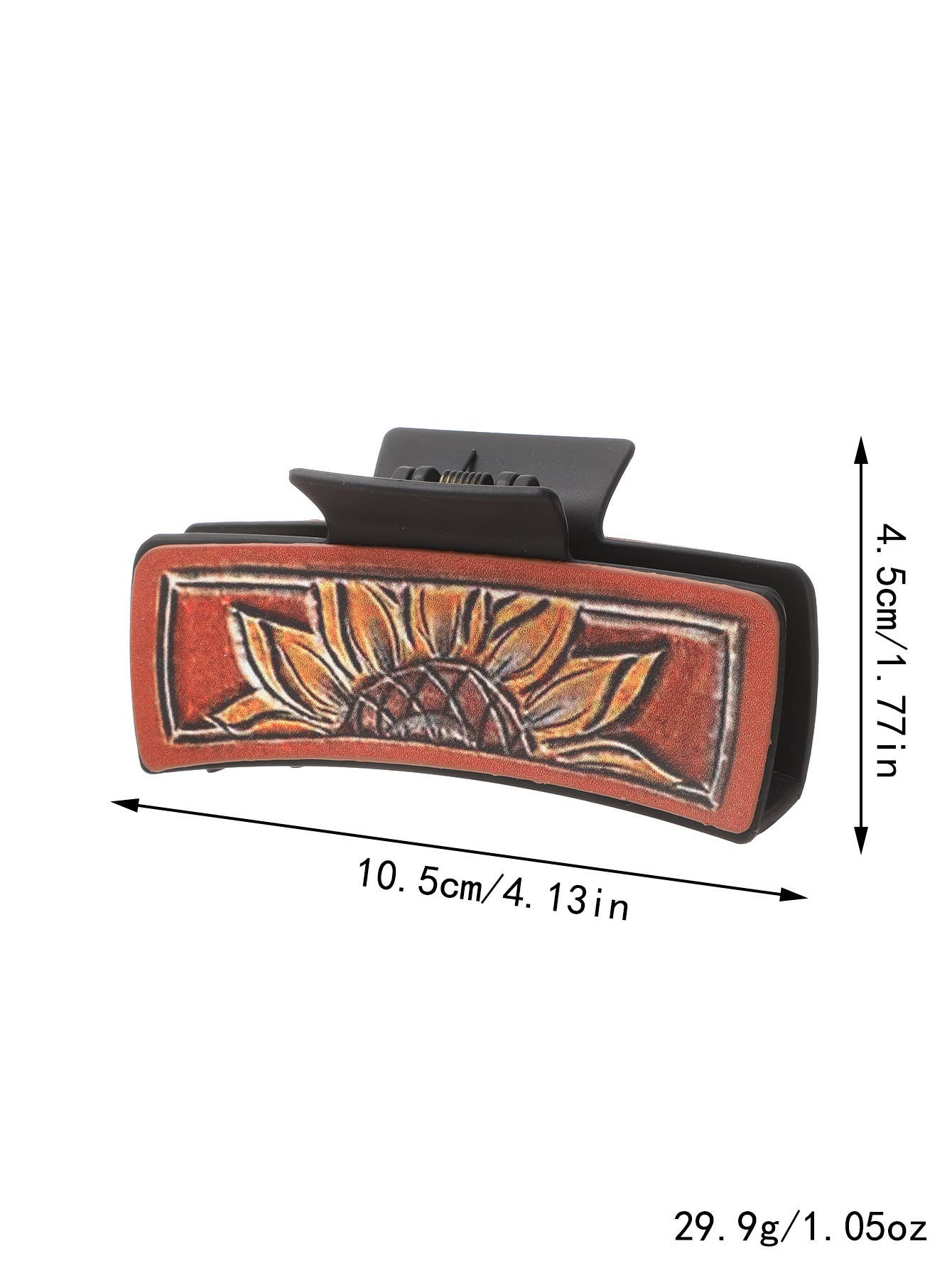 Sunflower PU Leather Hair Claw, Western Style