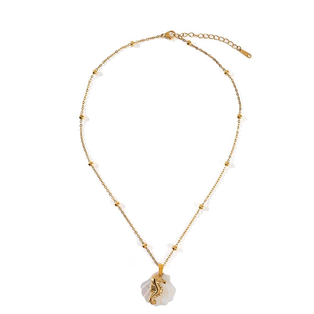 Summer Beach Steel Shell & Starfish Necklace_CWMM8862