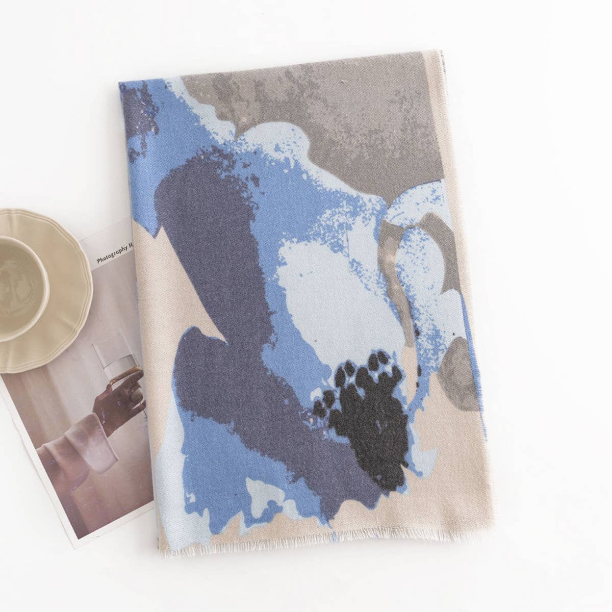 Floral Print Faux Cashmere Scarf for Women