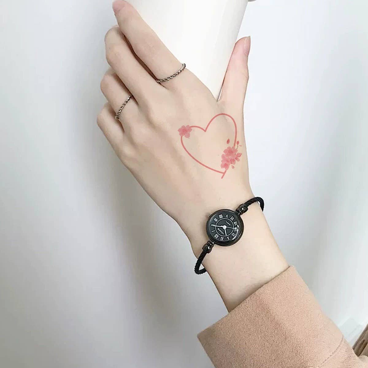 Peach Blossom Tattoos ??Sweet & Cool Girl Style_CWMM8236