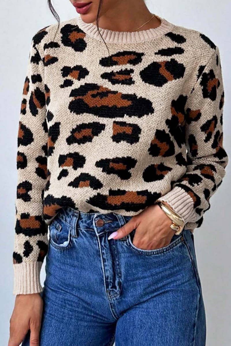 CWOSWL07421_COLORBLOCK LEOPARD PRINT PULLOVER SWEATER