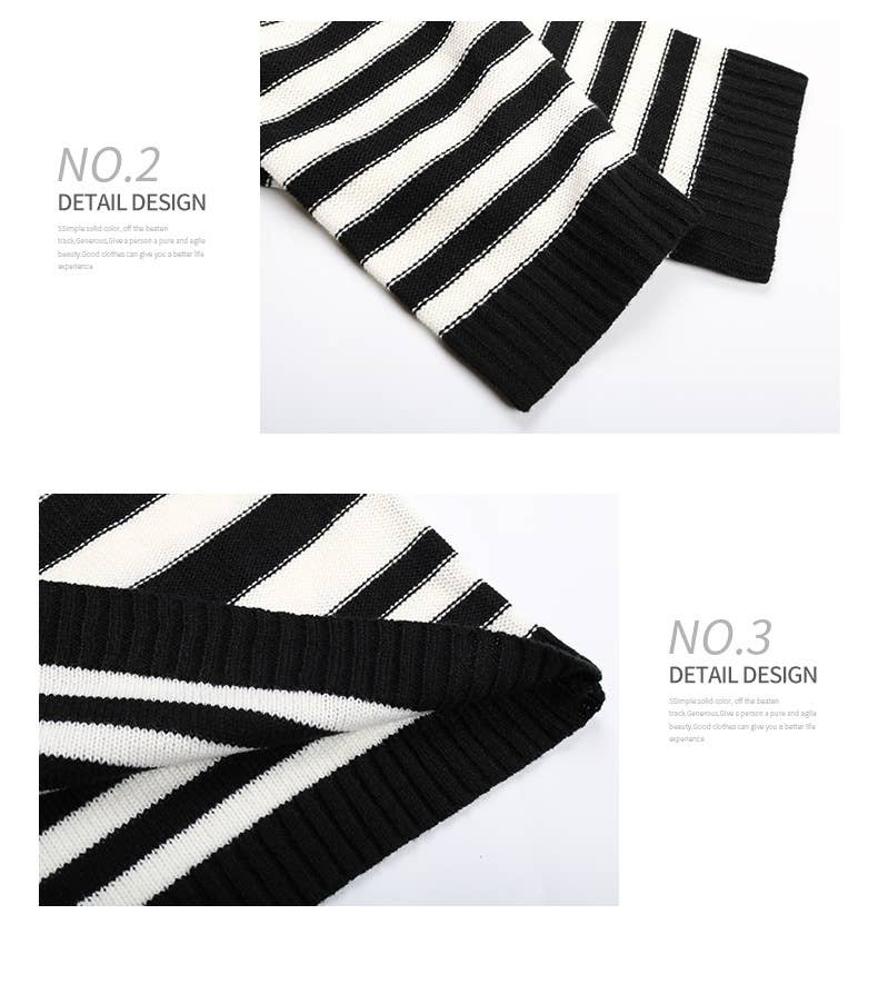 KNIT STRIPED CREW NECK SWEATER BASE