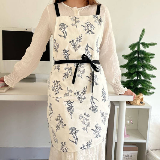 PURE COTTON CANVAS DRAWSTRING APRON_CWMM5809