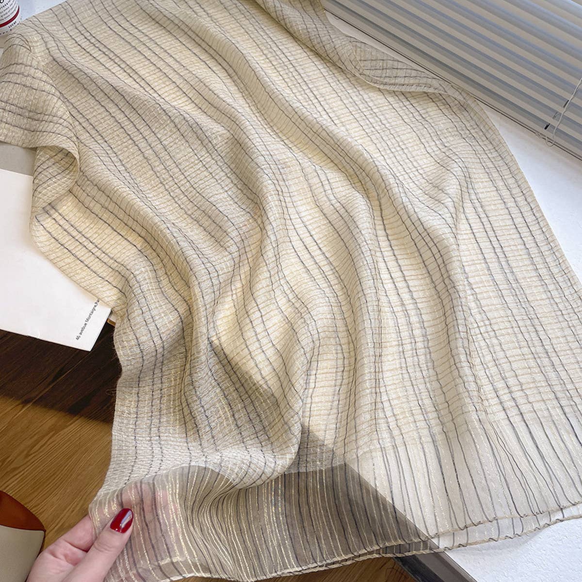 Plaid Shine Silk Scarf ??Long Blend Spring Wrap_CWASC0616