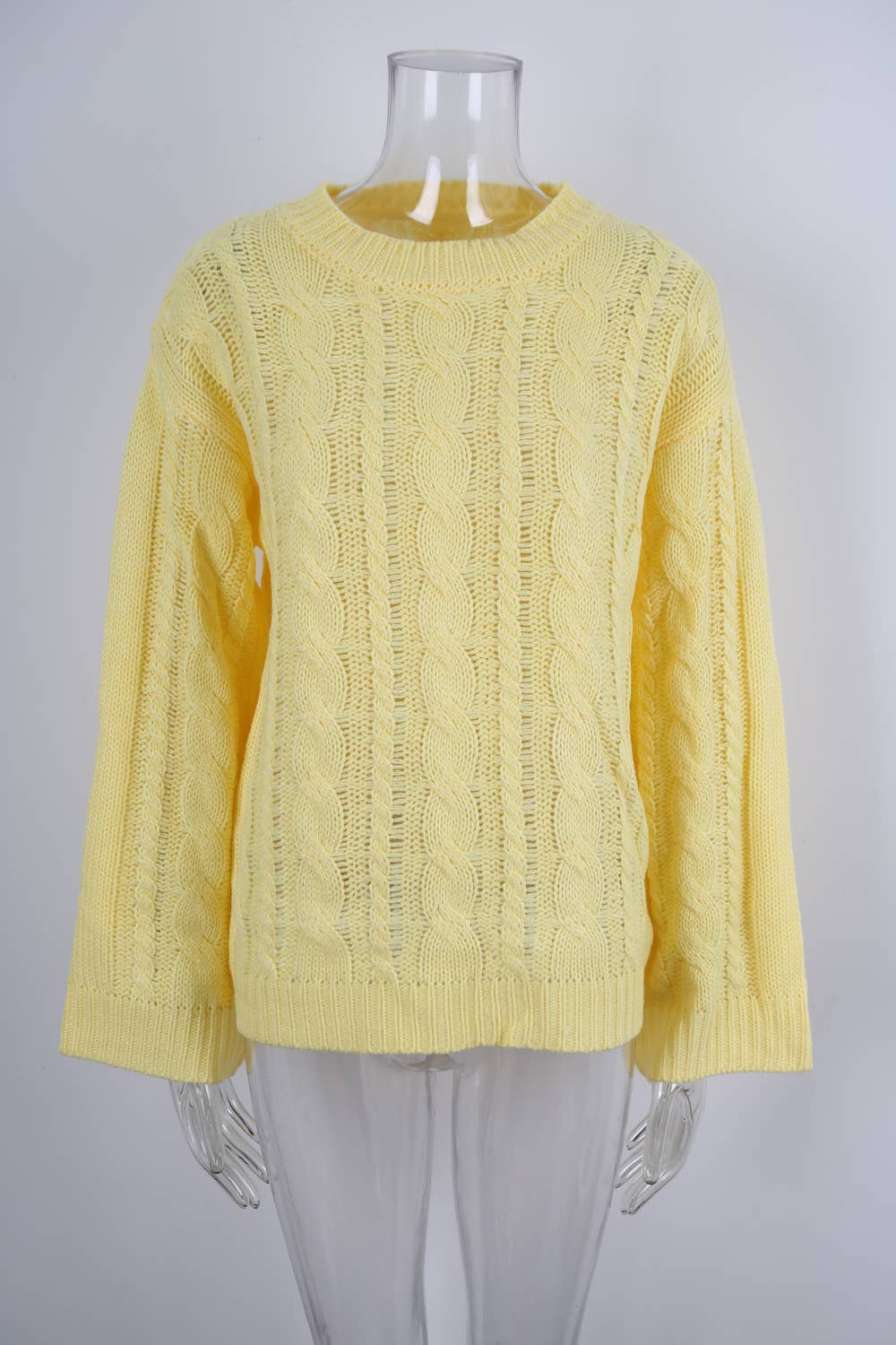 Solid-colored twisted round-neck loose sweater