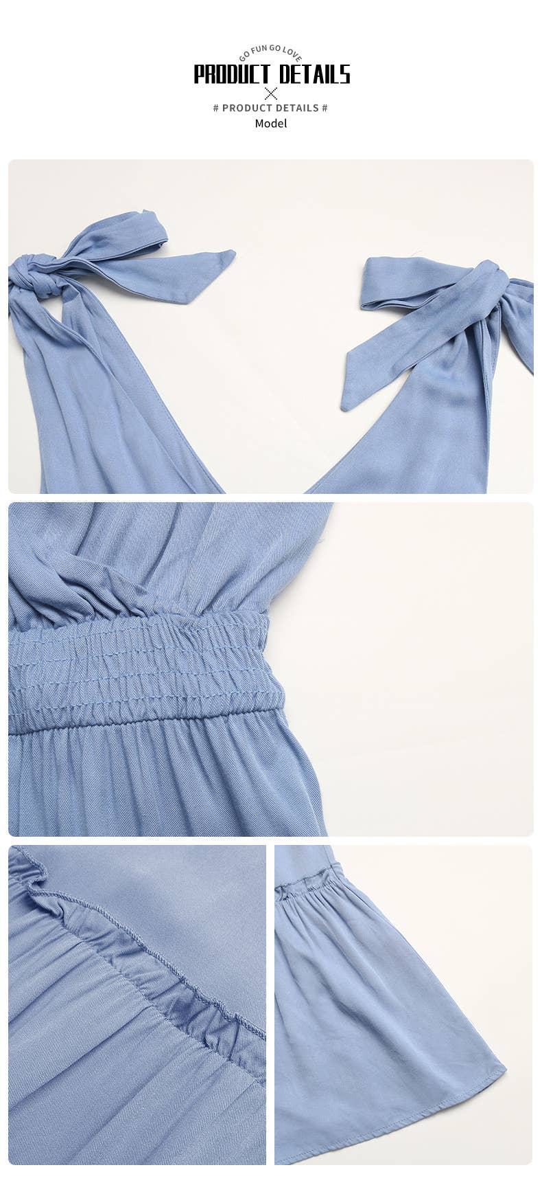 SOLID COLOR BELT HALTER HIGH-WAISTED DRESS