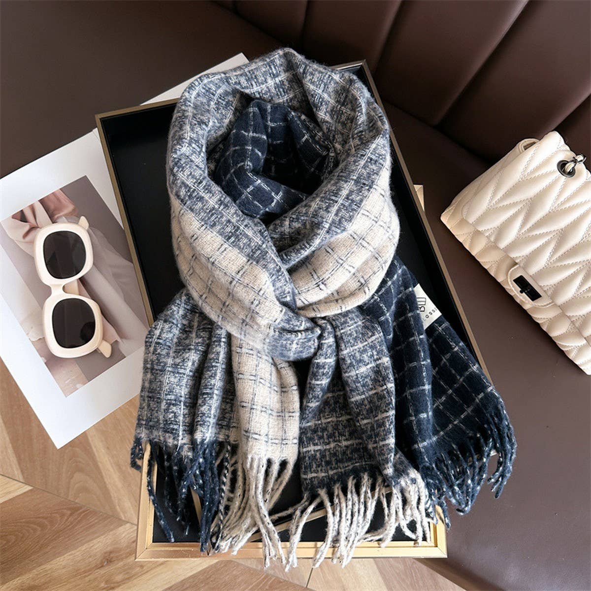 Plaid Colorblock Scarf ??Unisex Warm Winter Shawl_CWASC1447