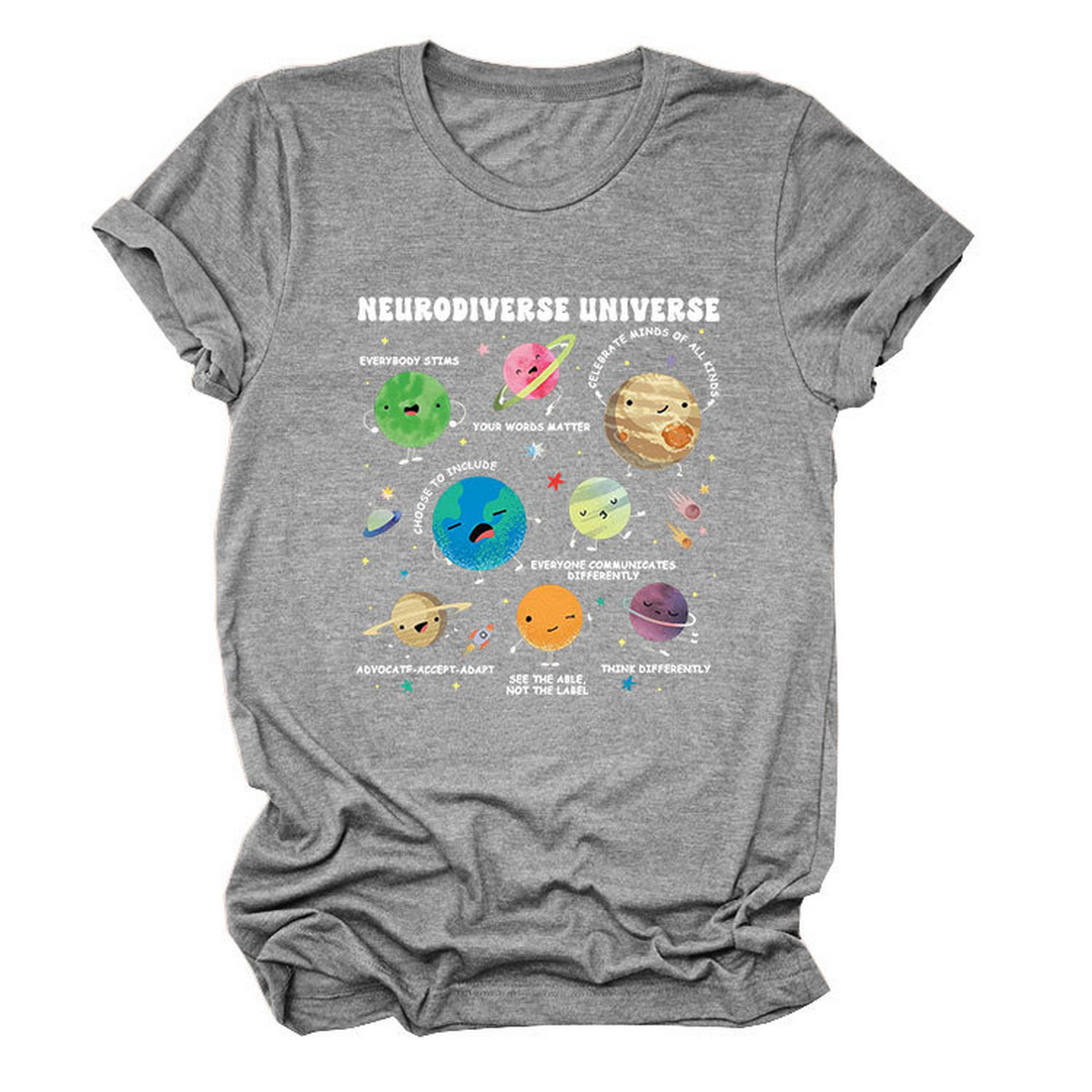 Casual Cute Tee ??Neurodiverse Universe Design_CWTTSL0513