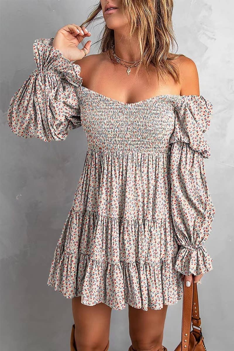 CWDSD6417_BOHO DRESSES WITH LONG SLEEVES SHORT STYLES