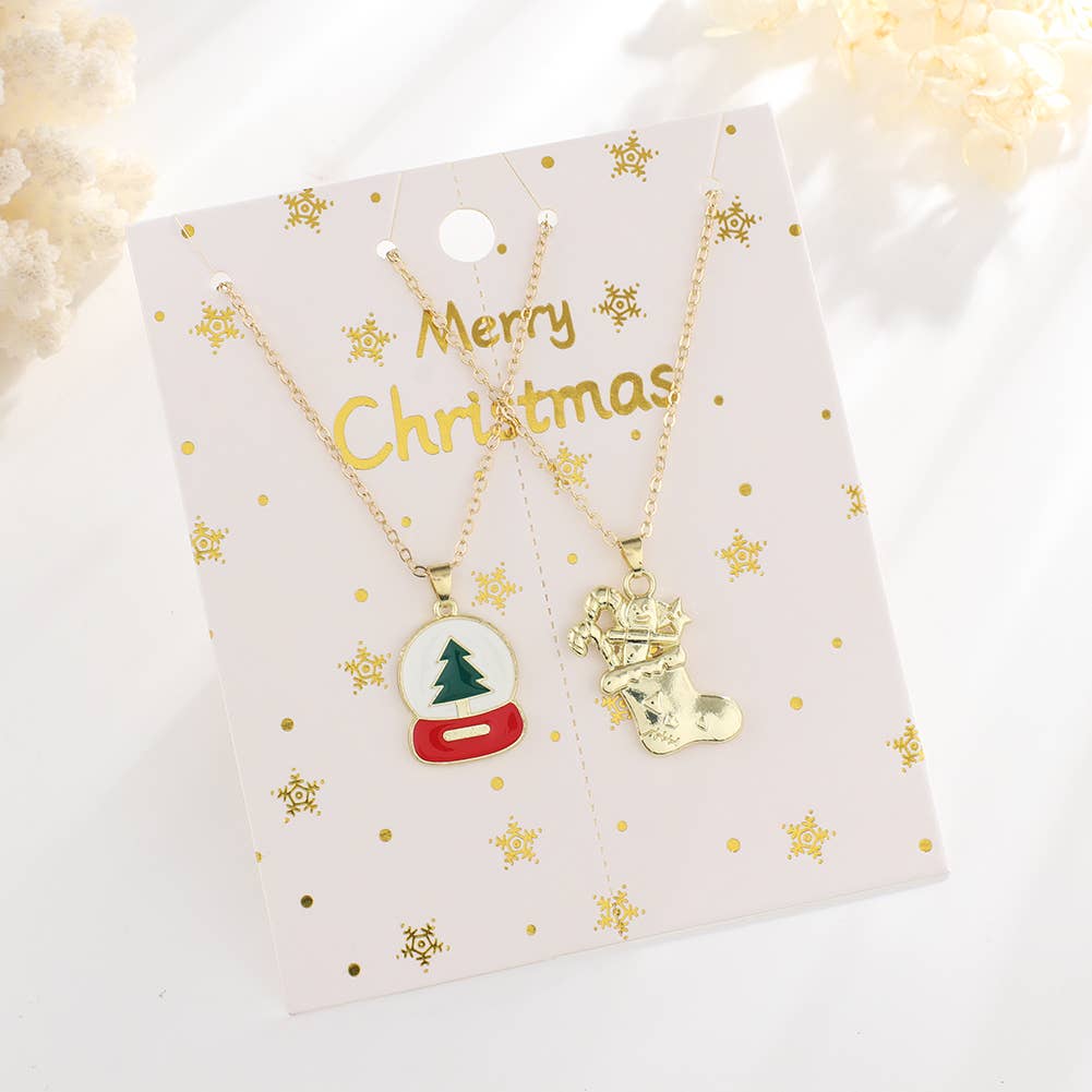 CHRISTMAS SNOWMAN CHRISTMAS TREE NECKLACE SET