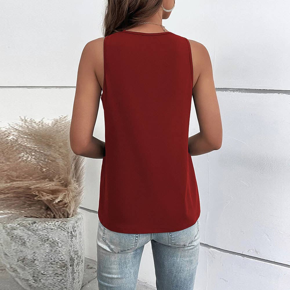 SEXY CUT-OUT V-NECK SLEEVELESS CASUAL VEST