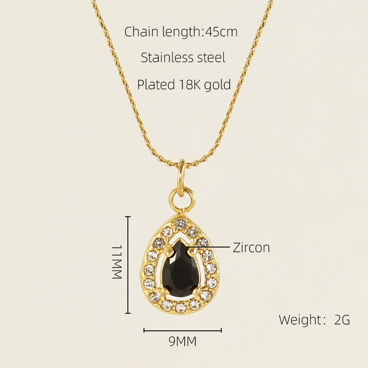 STAINLESS STEEL ZIRCON HEART PENDANT NECKLACE_CWAJE0682