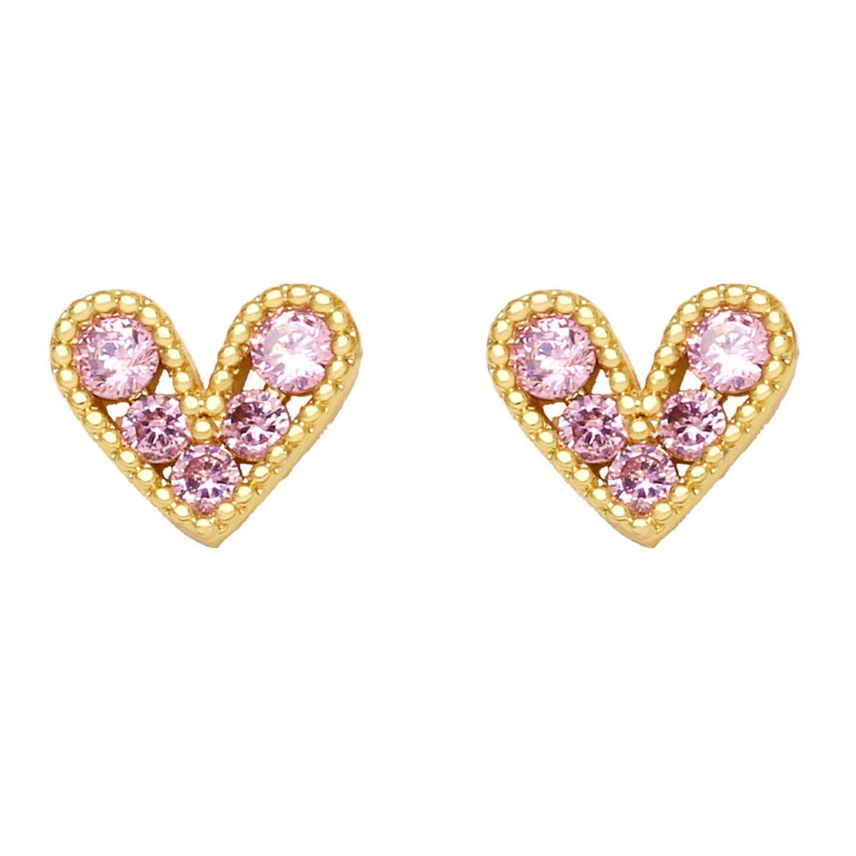 MINI COLORED ZIRCON HEART SHAPED EARRINGS