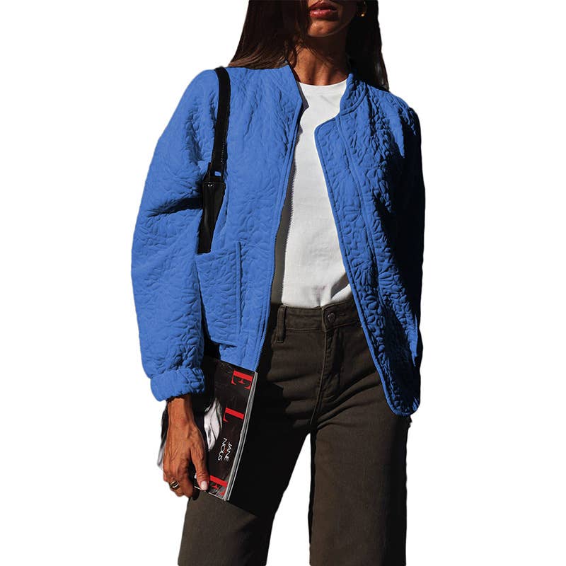 Solid-color floral texture loose jacket