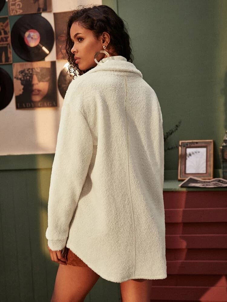 Fall-winter lapel single-breasted plush coat
