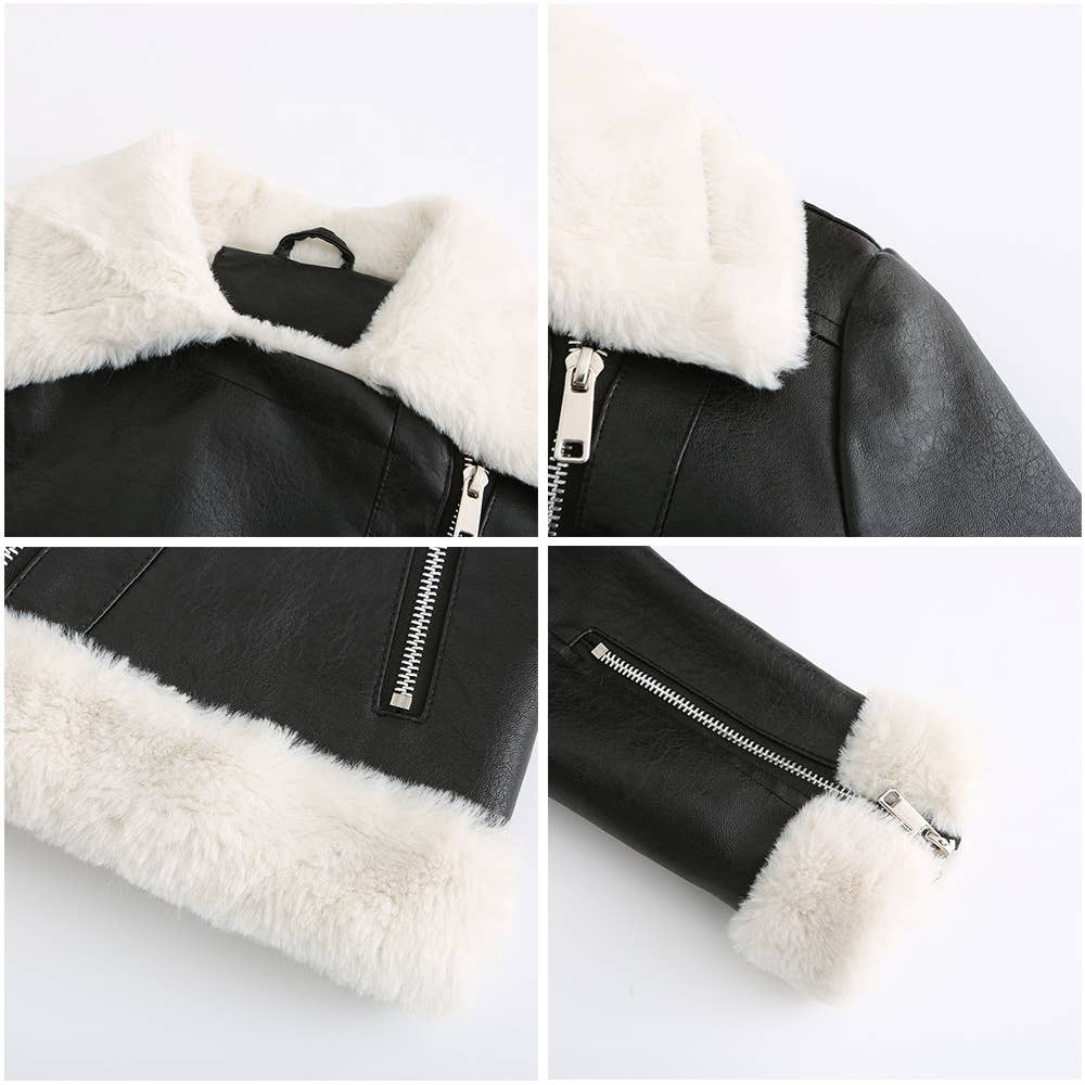 WARM LONG SLEEVE LAPEL AND FLEECE COAT