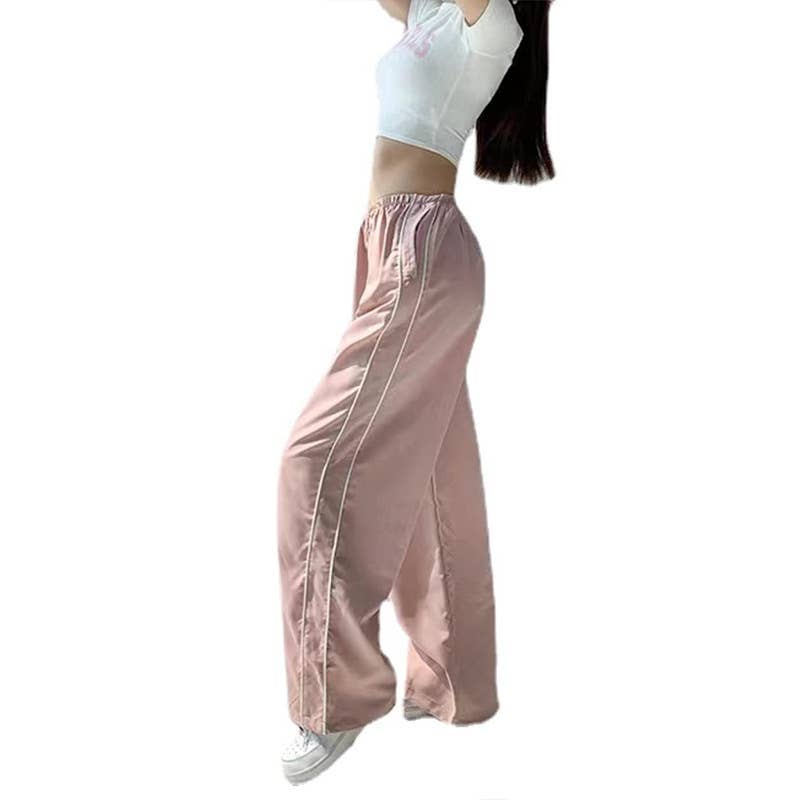 Trendy Drawstring Side Casual Elastic Waist Pants
