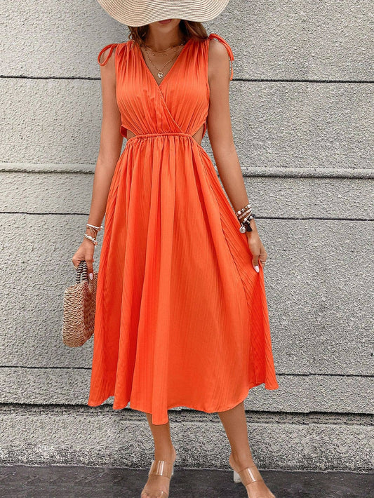 Waist-exposed V-neck sexy high-waisted dress