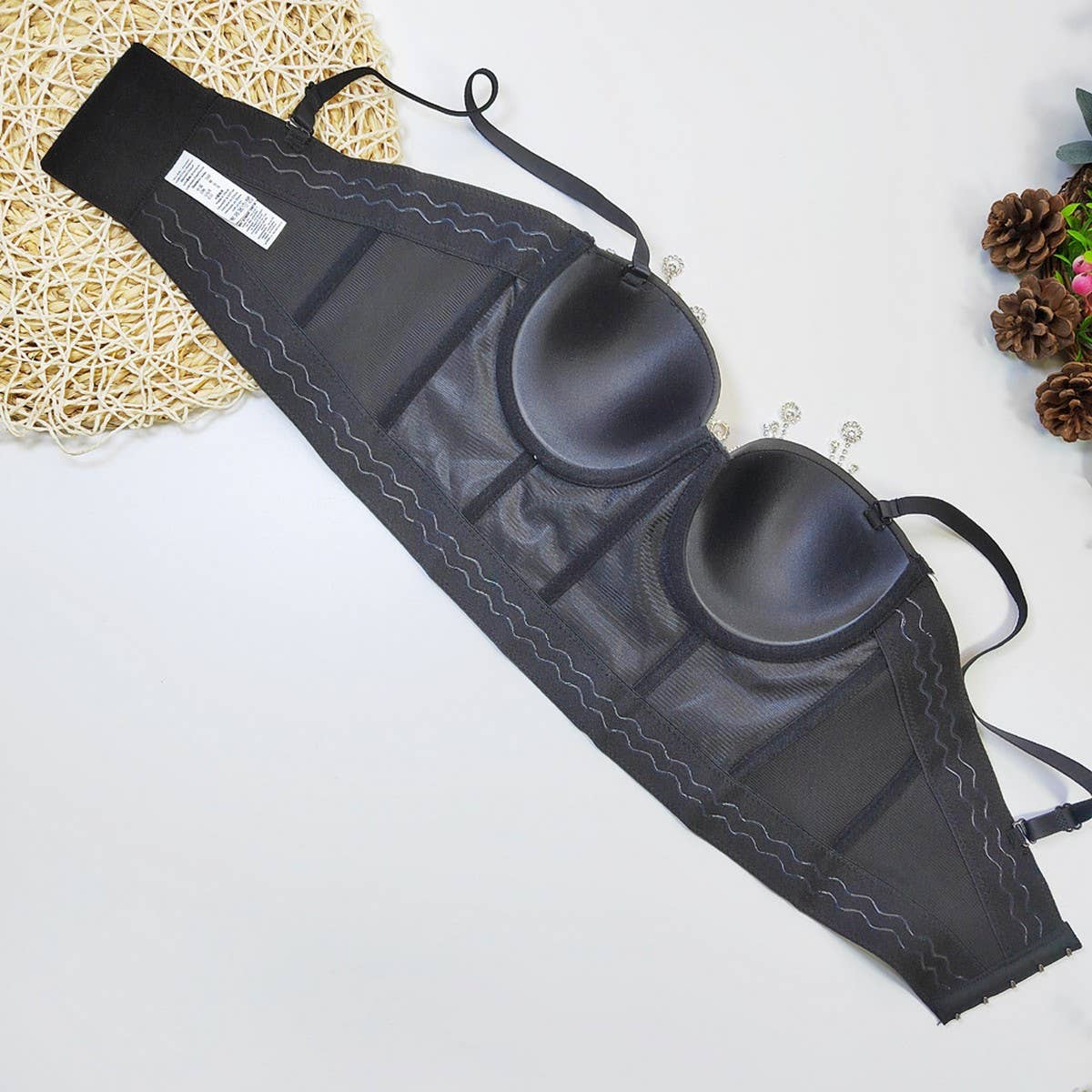 TEARDROP RHINESTONE WAIST HERRINGBONE CORSET