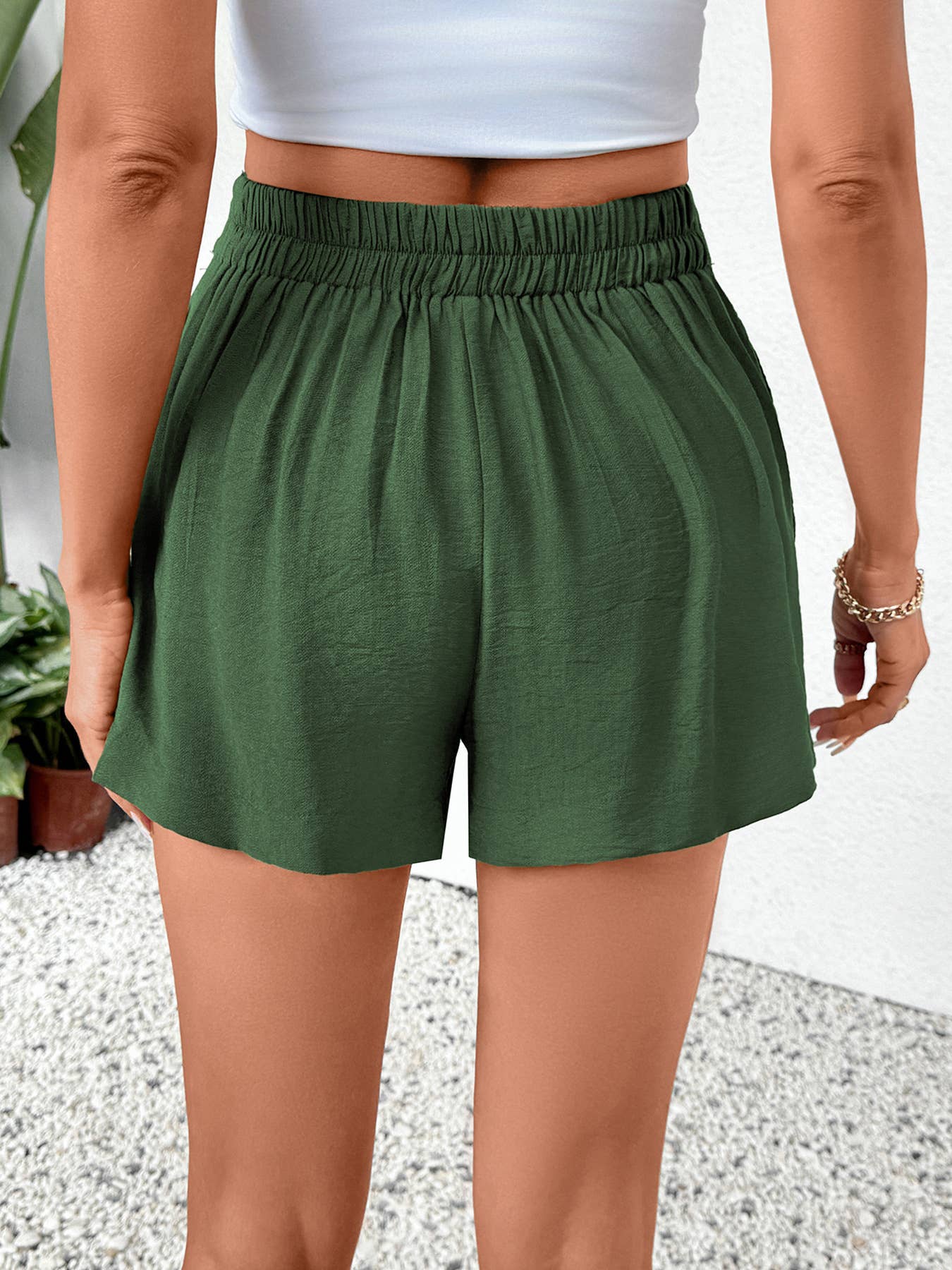 High Waist Pleated Pocket Dress Shorts