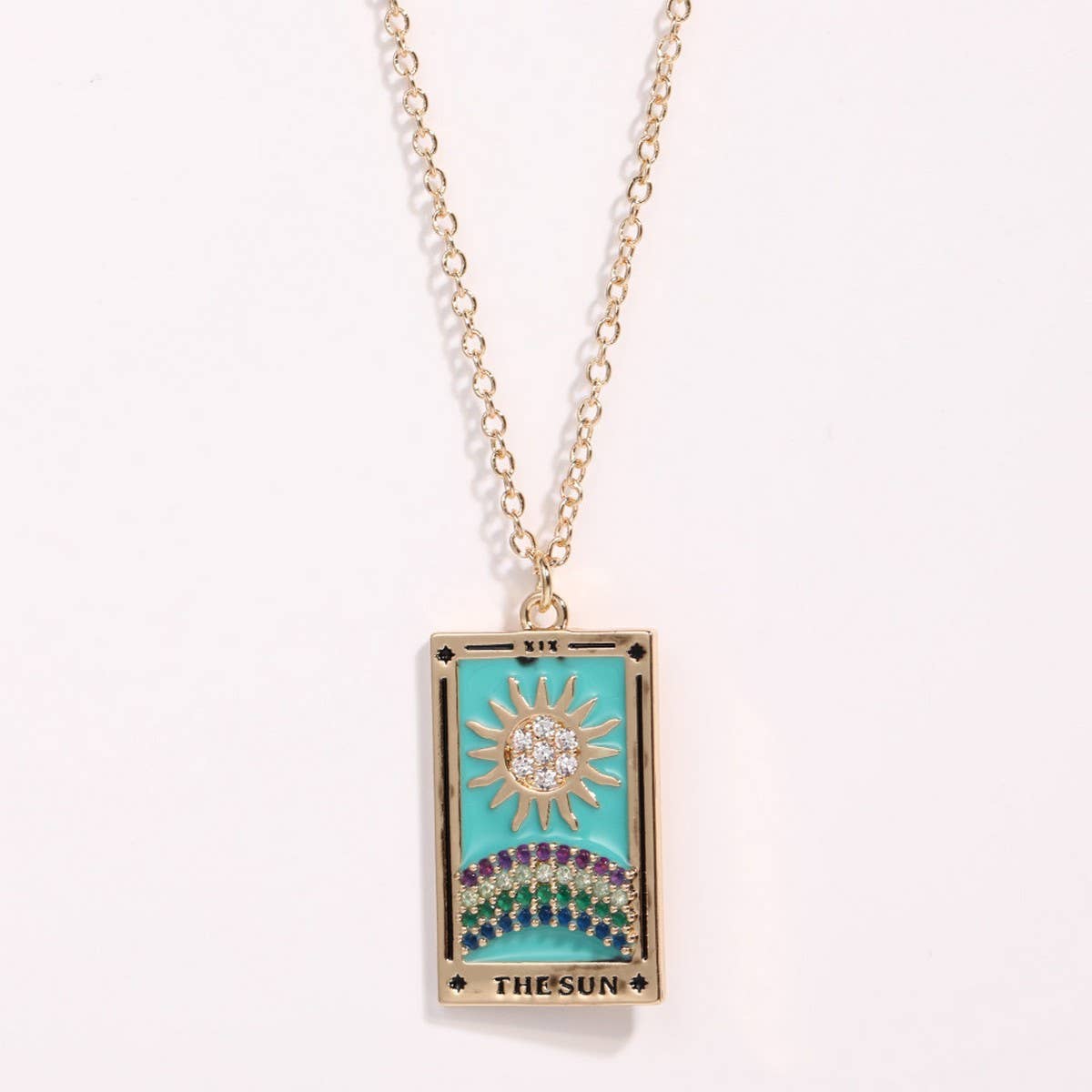NEW RETRO DIAMOND DROP OIL SQUARE NECKLACE