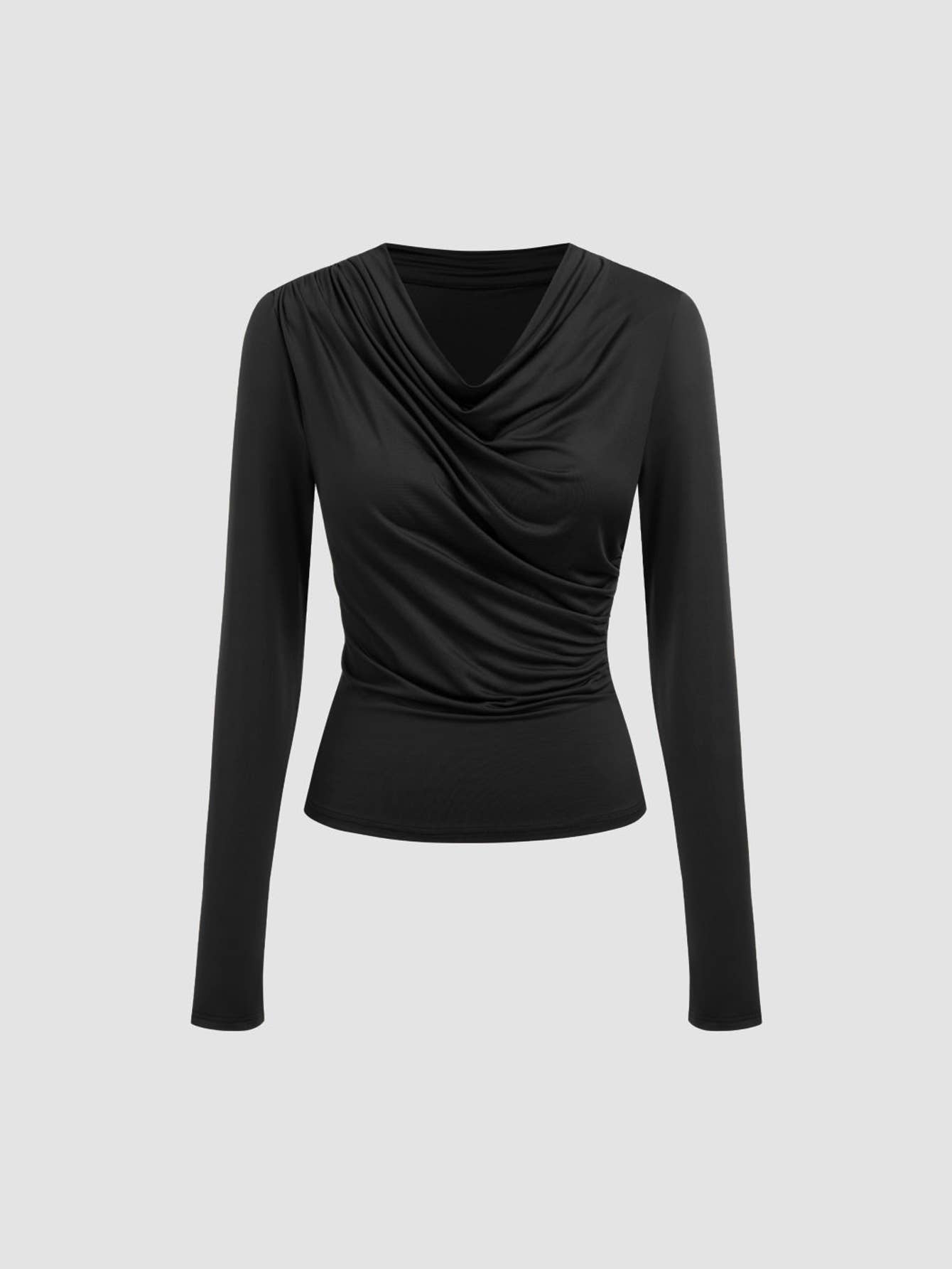 SLIM SLIM DESIGN SOLID COLOR LONG SLEEVE TOP