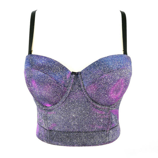 ILLUSIONARY GOLD POWDER SPARKLING FISHBONE CORSET