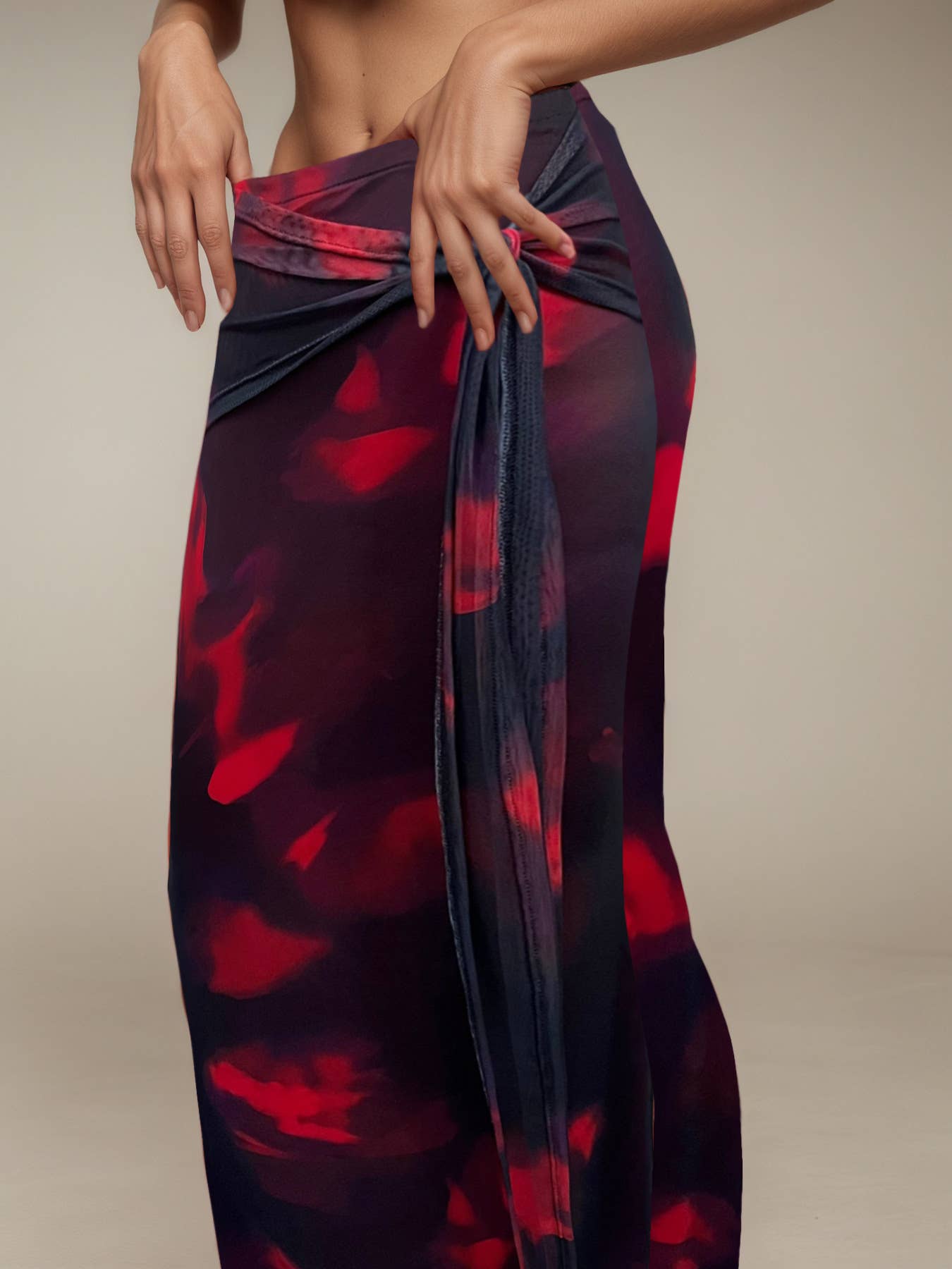 Retro printed, form-fitting, elegant skirt