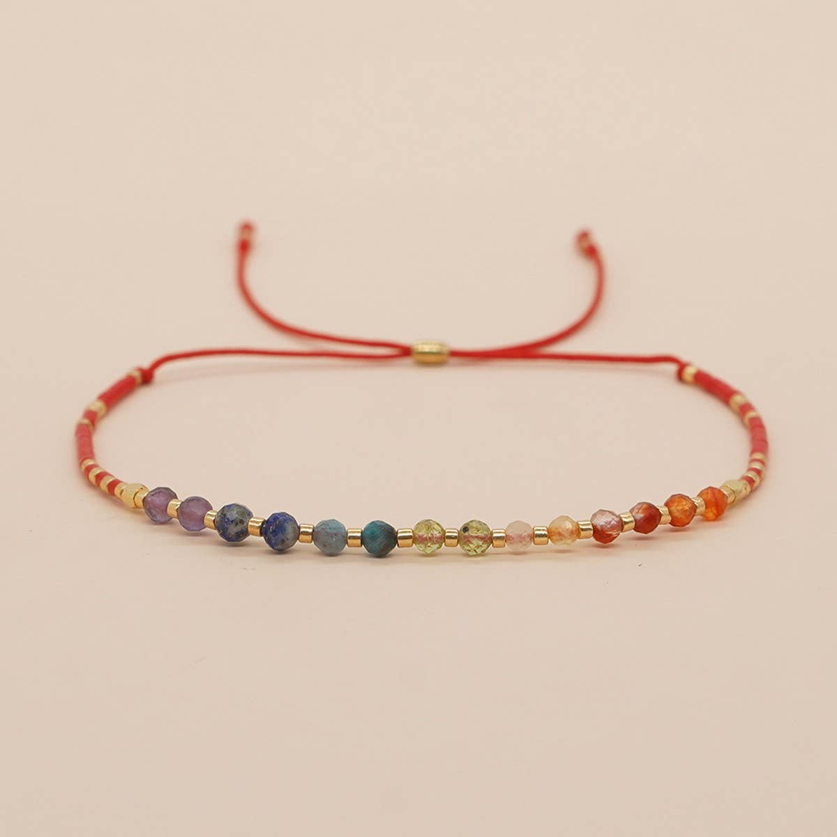 COLORFUL GRADIENT NATURAL STONE RICE BEAD BRACELET