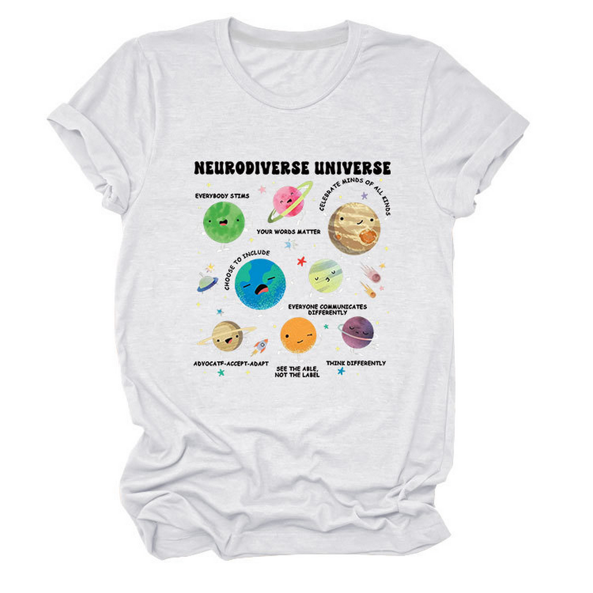 Casual Cute Tee ??Neurodiverse Universe Design_CWTTSL0513