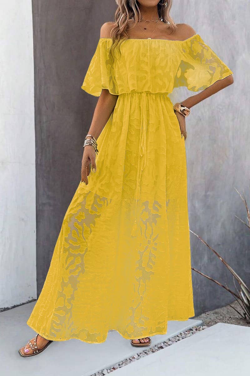 CWDMD5705_SEXY ONE-SHOULDER SOLID COLOR SHORT-SLEEVED DRESS