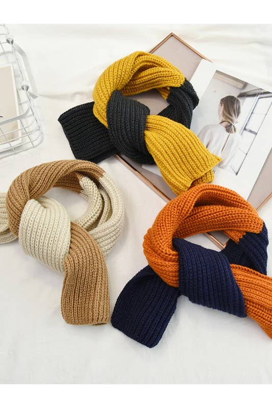 Yarn Knit Colorblock Scarf - Cozy Neck Wrap_CWASC0052