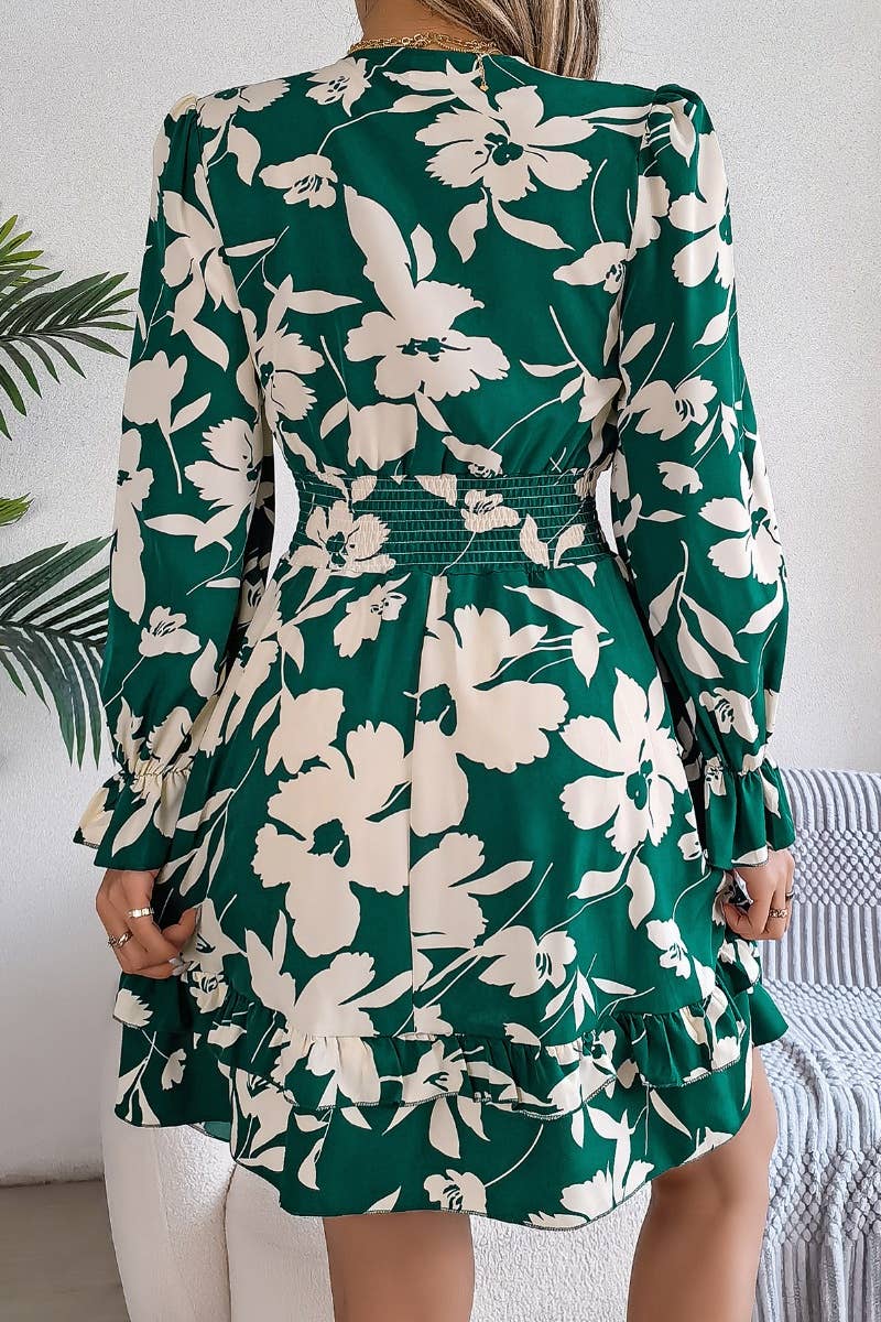 CWDSD5773_AUTUMN SEXY DEEP V LONG SLEEVE DRESS SHORT