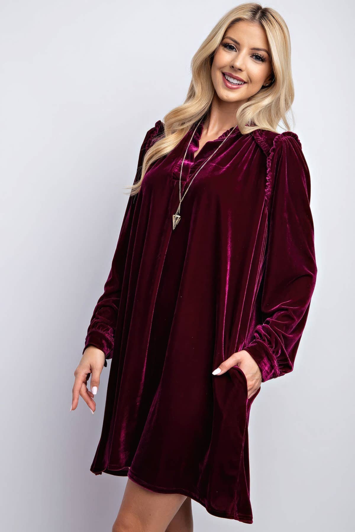 SOLID COLOR STRAIGHT VELVET CASUAL SIMPLE DRESS