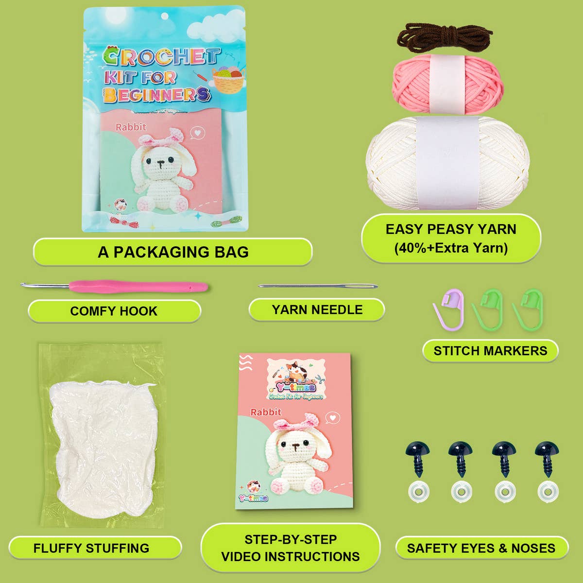 RABBIT CROCHET YARN DIY KNITTING MATERIAL KIT_CWMM1866