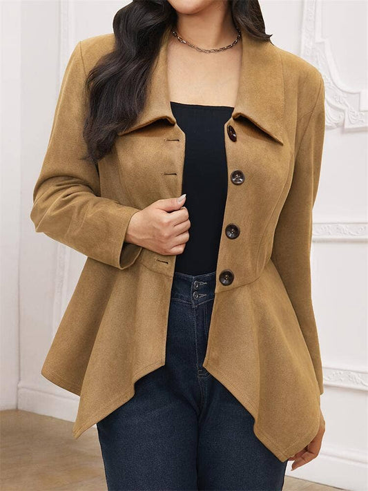 SUEDE LONG-SLEEVED JACKET WITH IRREGULAR LAPELS