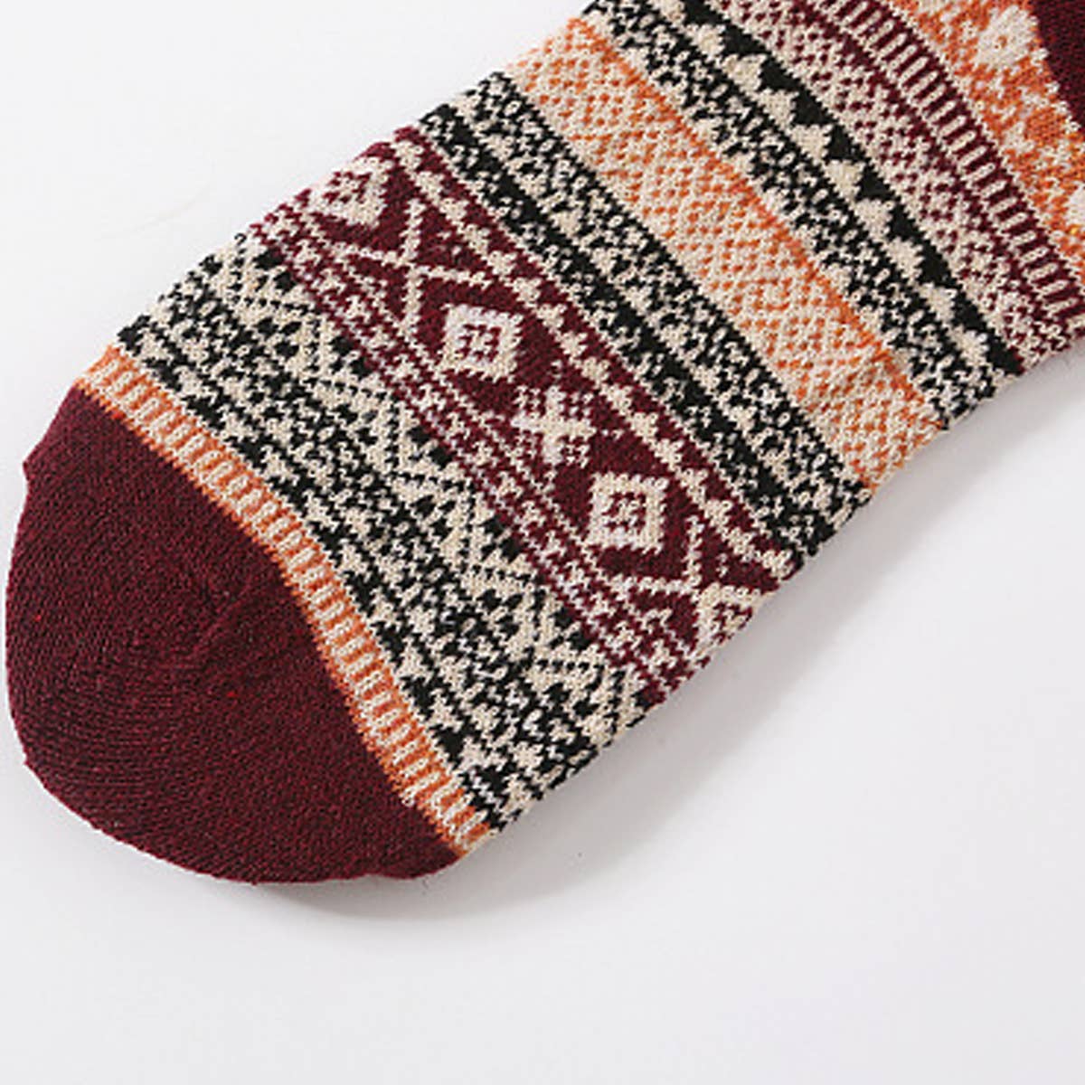 5 PAIRS OF ETHNIC STYLE SMALL DIAMOND WOOL SOCKS_CWMS0677