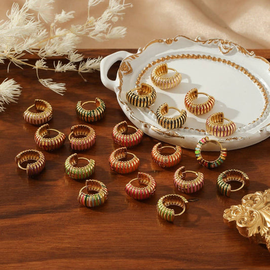 PERSONALIZED COLORFUL STRIPED OIL DROP EARRINGS_CWMM3608