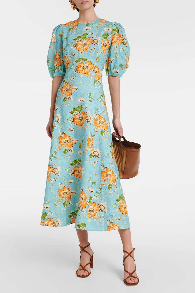 CWDMD5723_FASHIONABLE PUFF SLEEVE SLIM FIT SWING DRESS