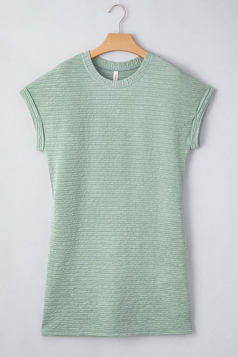 Leisure pure color texture sidekicks shift dress