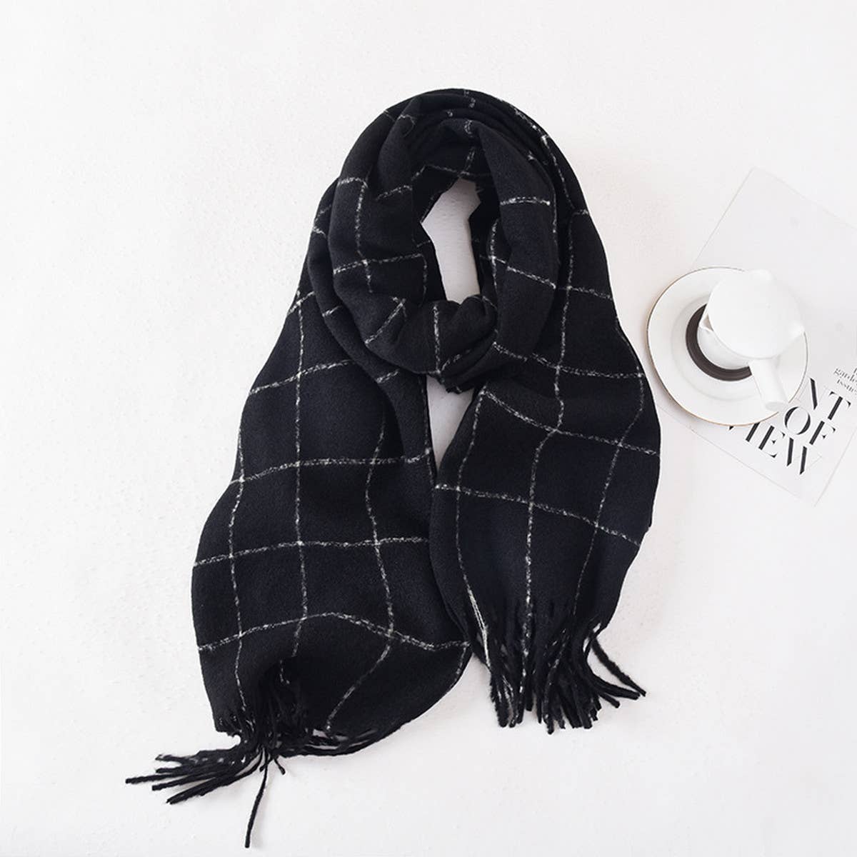 Double-Sided Plaid Scarf for Women - Winter Chic