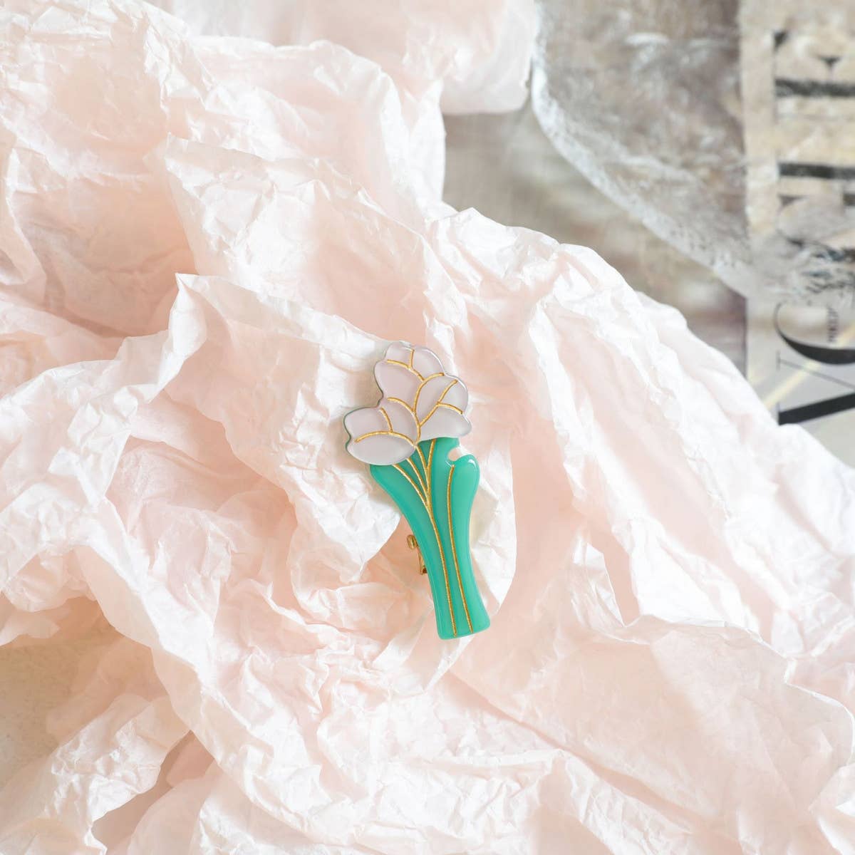 CWAHA4510_SMALL FRESH TULIP DAISY FOREST HAIR CLIP