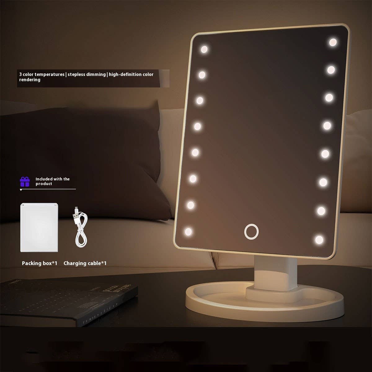 DESKTOP DRESSING MIRROR WITH LED 16 LIGHTS