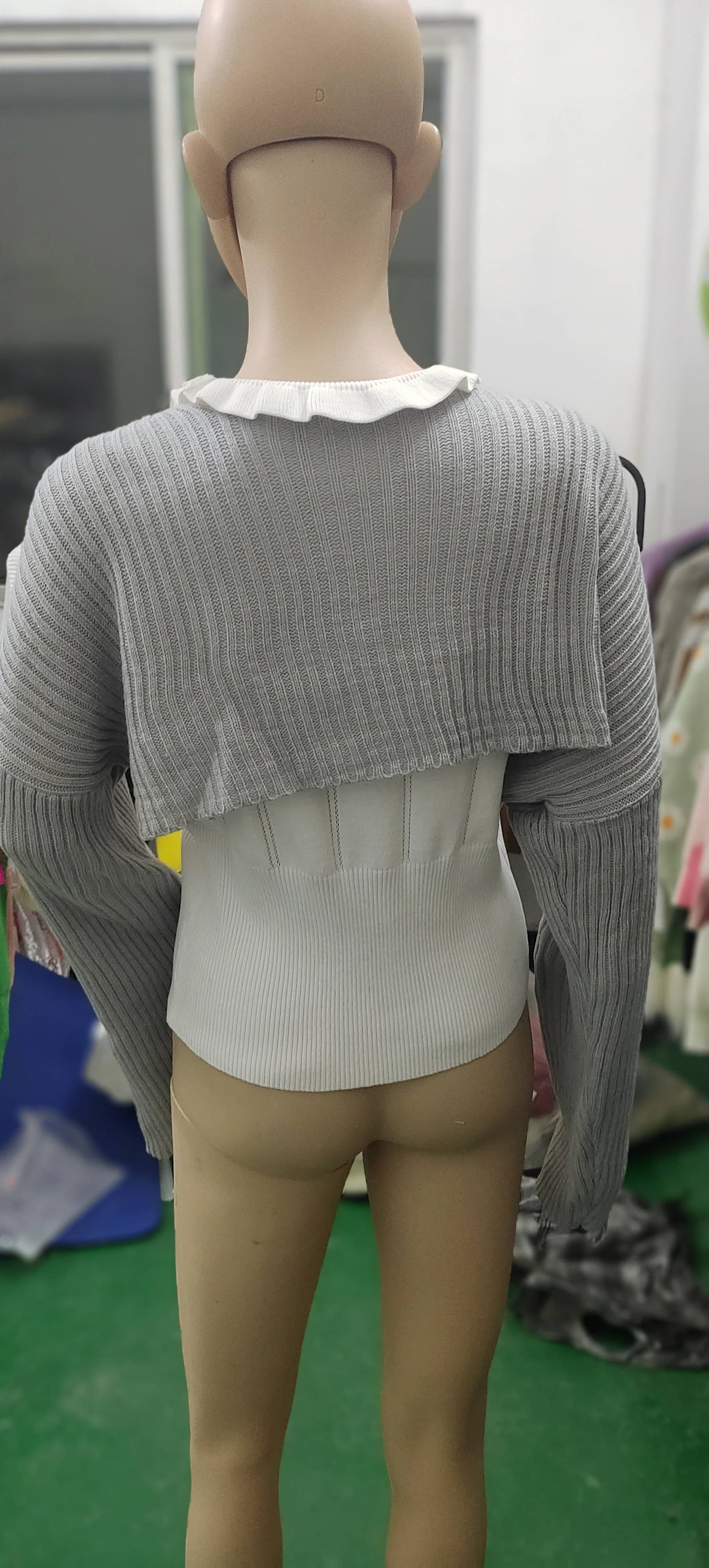 SEXY SOLID ULTRA SHORT LONG SLEEVE SWEATER JACKET