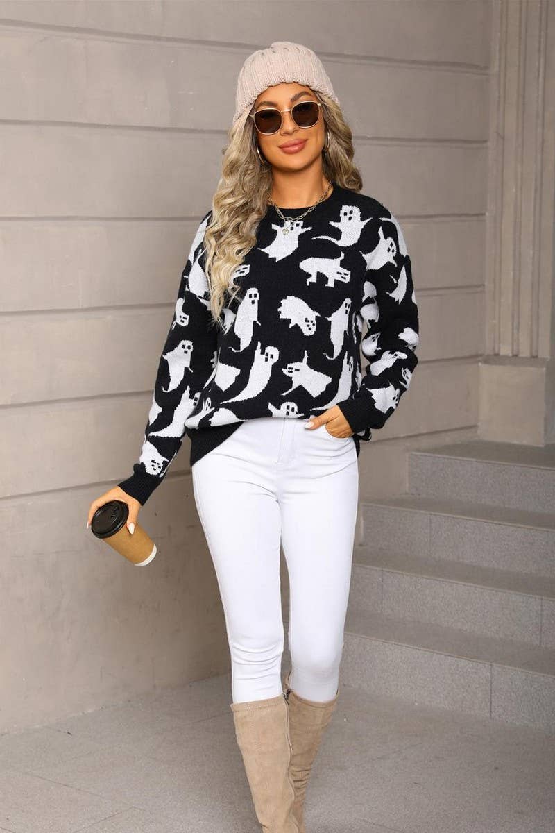 CWOSWL07571_HALLOWEEN KNITTED SWEATER PULLOVER