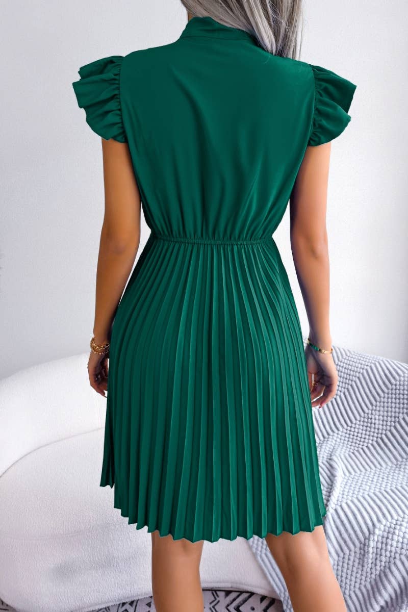 CWDSD4654_SUMMER BOW WAIST DROP PLEATED DRESS SHORT