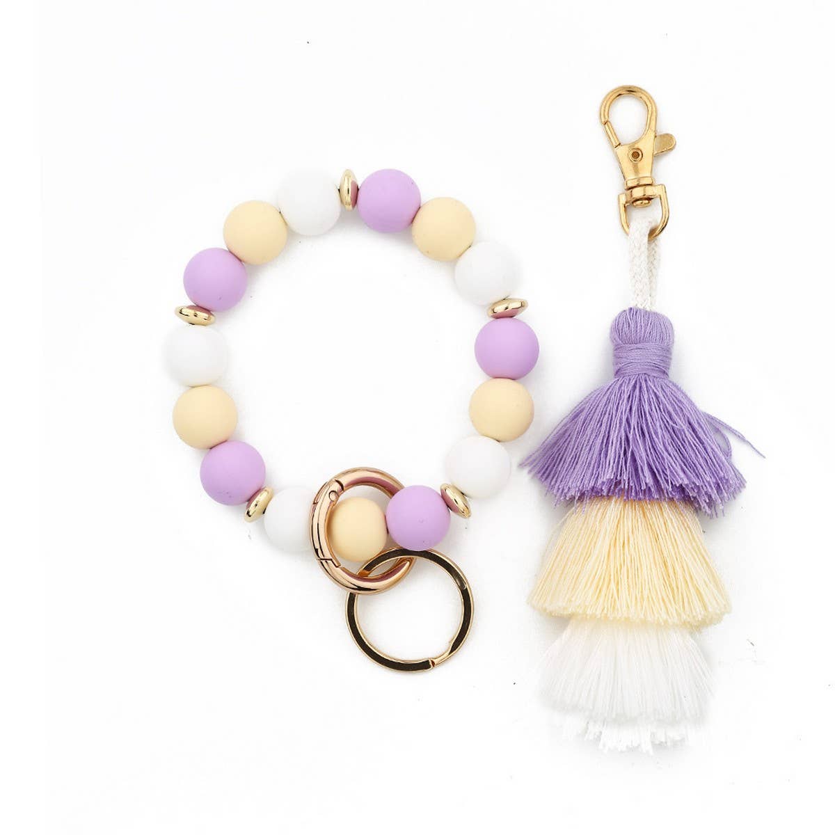 Women??¢s Tassel Silicone Bead Keychain Bracelet_CWAB5029