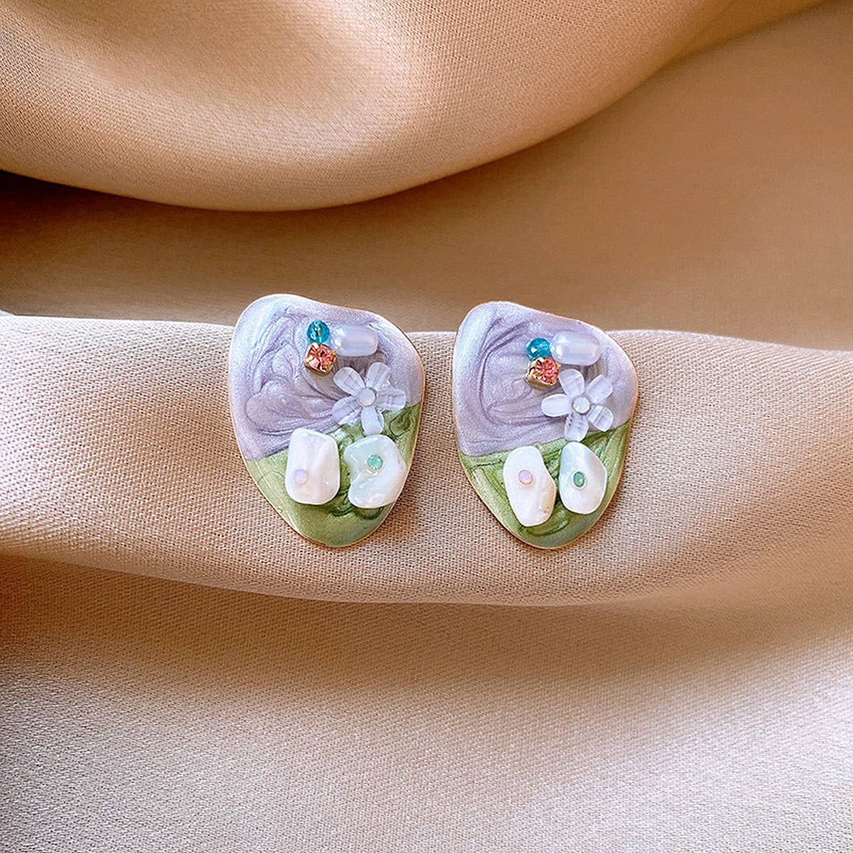 MONET GARDEN OIL PAINTING STYLE EARRINGS